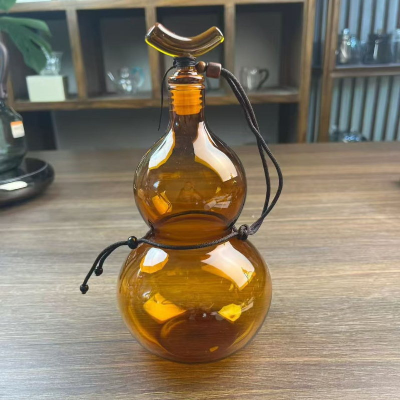 Sticlă de vin în stil chinezesc nou, din sticlă, cu mâner și frânghie, capacitate mare, pentru fermentarea vinului și infuzia rece a apei