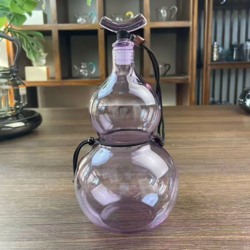 Sticlă de vin în stil chinezesc nou, din sticlă, cu mâner și frânghie, capacitate mare, pentru fermentarea vinului și infuzia rece a apei