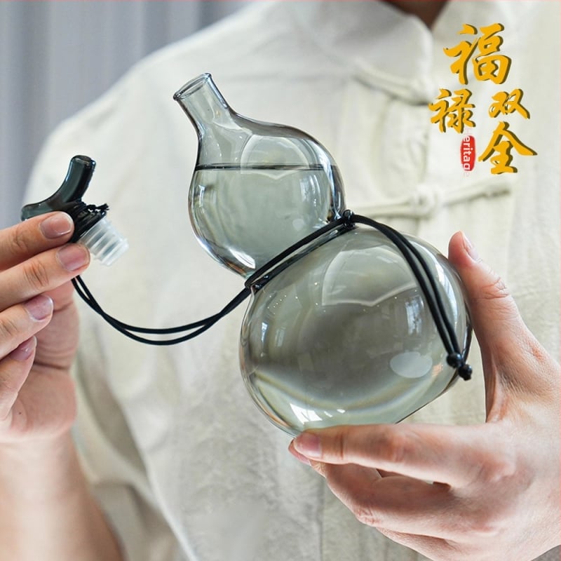 Sticlă de vin în stil chinezesc nou, din sticlă, cu mâner și frânghie, capacitate mare, pentru fermentarea vinului și infuzia rece a apei