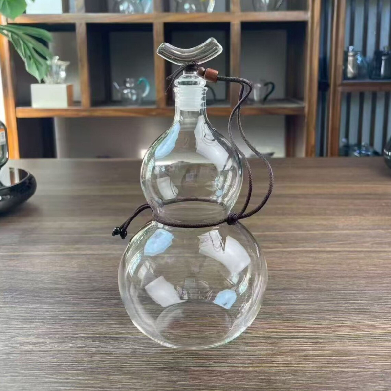 Sticlă de vin în stil chinezesc nou, din sticlă, cu mâner și frânghie, capacitate mare, pentru fermentarea vinului și infuzia rece a apei