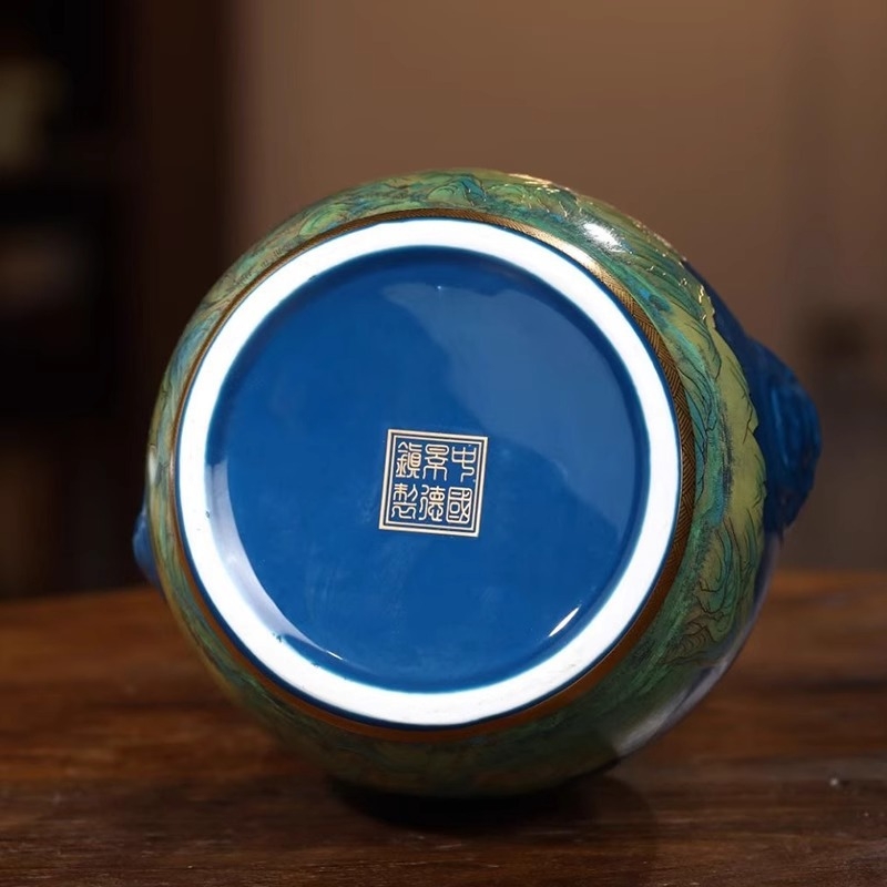 Sticlă ceramică goală pentru băuturi spirtoase, cutie cadou albastră, sigilată pentru uz casnic, cu design Drunken Rivers and Mountains