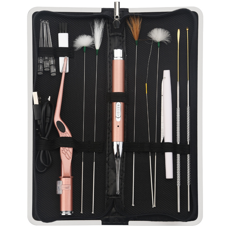 Asahi Glow set lingurițe pentru urechi – luminoase, din oțel inoxidabil, reîncărcabile