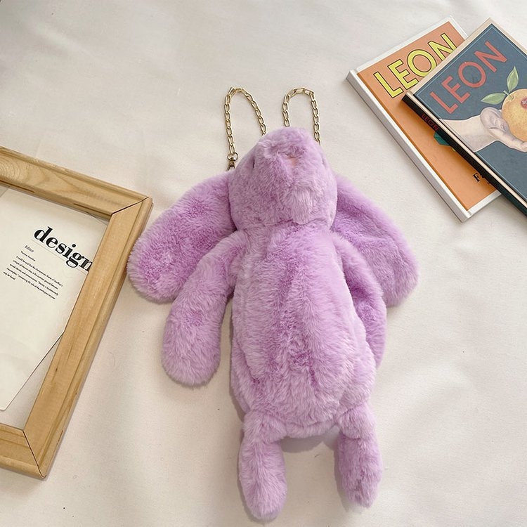 Mala torbica s lancem od plišane zečje dlake – umjetna krzna, preko ramena/crossbody