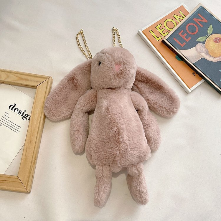 Mala torbica s lancem od plišane zečje dlake – umjetna krzna, preko ramena/crossbody