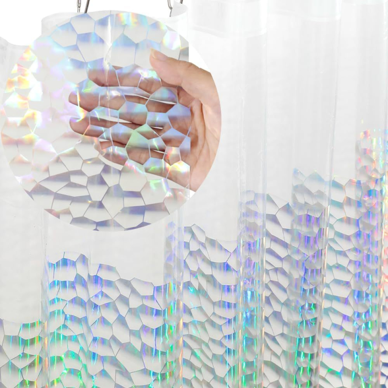 Perdea de duș EVA Laser 3D Water Cube, imprimeu colorat, impermeabilă, stil modern minimalist, personalizabil