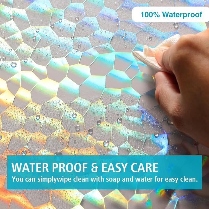 Perdea de duș EVA Laser 3D Water Cube, imprimeu colorat, impermeabilă, stil modern minimalist, personalizabil