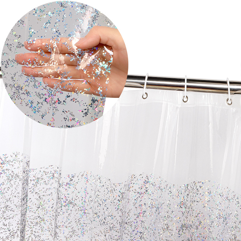 Perdea de duș EVA Laser 3D Water Cube, imprimeu colorat, impermeabilă, stil modern minimalist, personalizabil