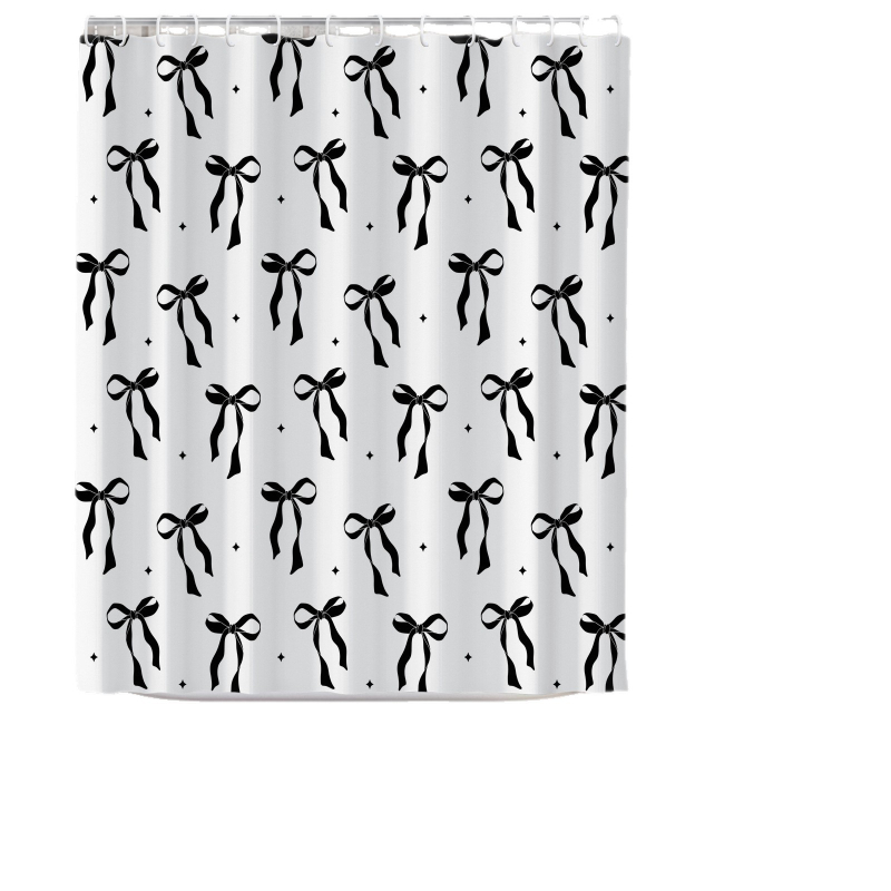 Set perdea de duș cu model de funda multicolor, imprimare digitală, decor baie