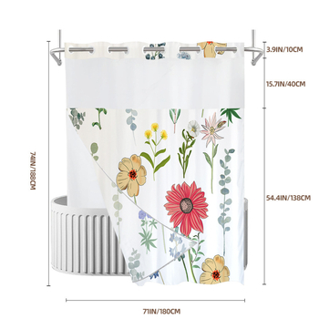 Curtă de duș impermeabilă din poliester, dublă, imprimare floral digitală, țesătură Chunya, personalizabilă cu imaginea furnizată