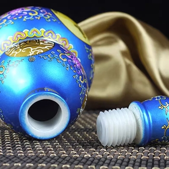 Sticlă de vin ceramică, în formă de dovleac, sigilată pentru uz casnic, goală, cu motive ale celor doisprezece semne zodiacale