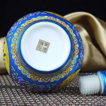 Sticlă de vin ceramică, în formă de dovleac, sigilată pentru uz casnic, goală, cu motive ale celor doisprezece semne zodiacale