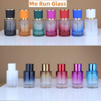Farebné sklenené fľaštičky na parfum so rozprašovacím uzáverom, zvislé pruhy, 30 ml / 50 ml