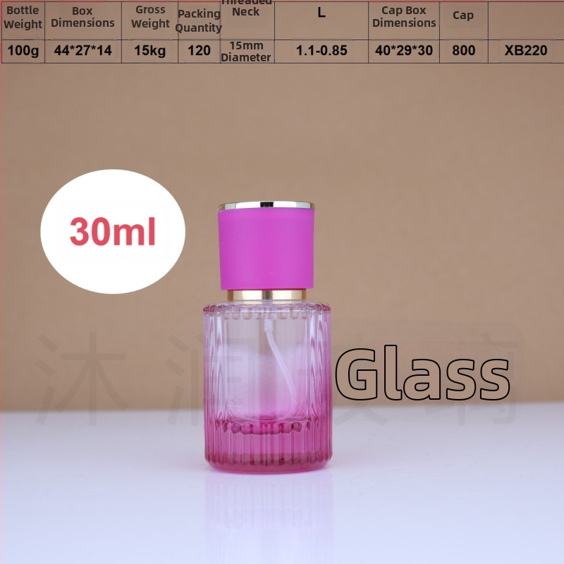 Farebné sklenené fľaštičky na parfum so rozprašovacím uzáverom, zvislé pruhy, 30 ml / 50 ml