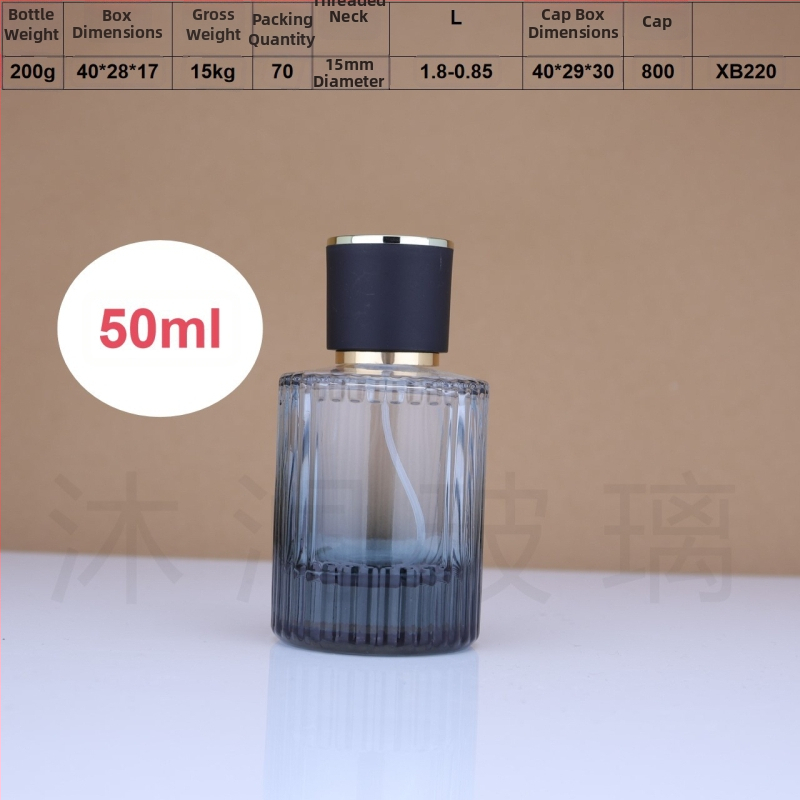 Farebné sklenené fľaštičky na parfum so rozprašovacím uzáverom, zvislé pruhy, 30 ml / 50 ml