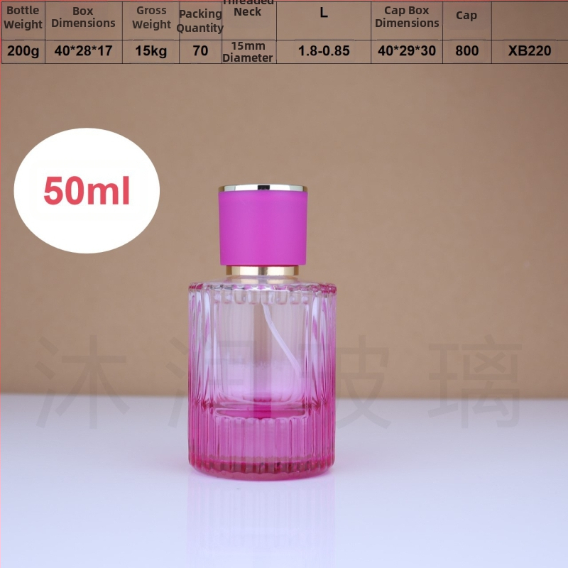 Farebné sklenené fľaštičky na parfum so rozprašovacím uzáverom, zvislé pruhy, 30 ml / 50 ml