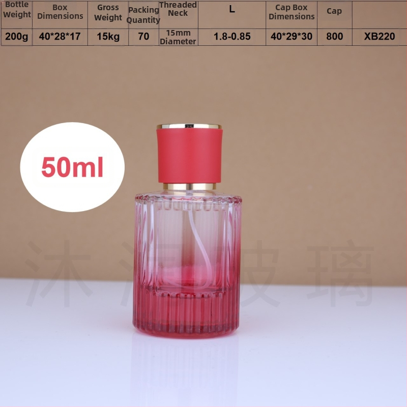 Farebné sklenené fľaštičky na parfum so rozprašovacím uzáverom, zvislé pruhy, 30 ml / 50 ml
