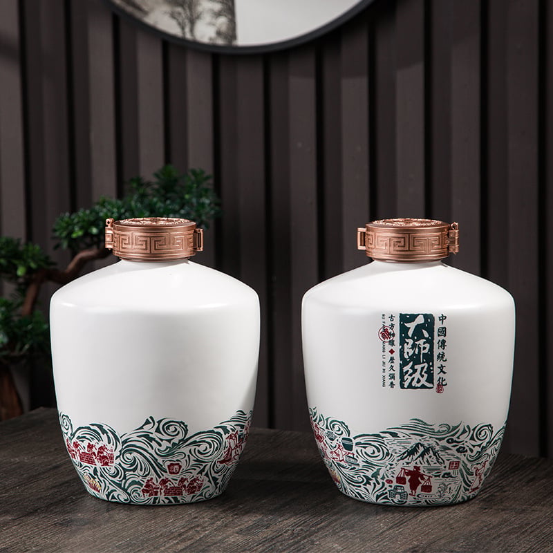 Vas ceramic pentru vin cu capac etanș, stil retro pentru uz casnic, disponibil în 0.5/1.5/2.5 kg.