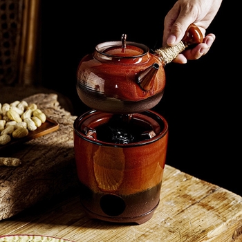 În stoc: ceainic Gongfu din lut roșu, ceramică cu glazură de sobă, finisaj variat, mâner de ridicare, pentru exterior