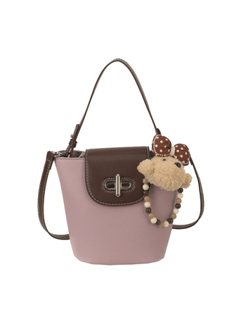Retro torba-kofa s privjeskom medvjedić za žene, mala PU kožna crossbody torba, stil Miu, proljeće 2026