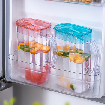 Ceainic transparent, rezistent la temperatură, pentru apă rece, cu capac; ceaină de fructe cu capac, capacitate mare – set plastic pentru birou