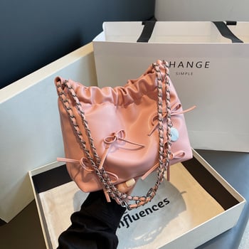 PU bucket torba s mašnicom, kompaktna torba za rame i crossbody