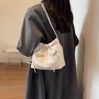 PU bucket torba s mašnicom, kompaktna torba za rame i crossbody