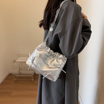 PU bucket torba s mašnicom, kompaktna torba za rame i crossbody