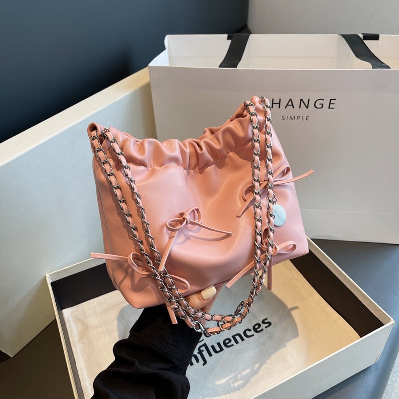 PU bucket torba s mašnicom, kompaktna torba za rame i crossbody