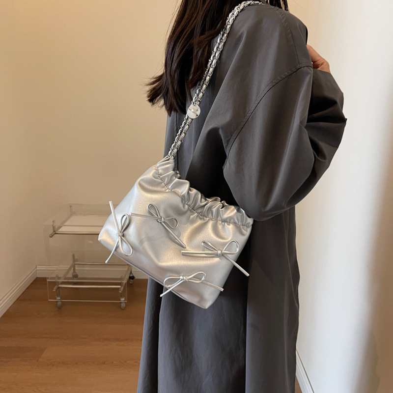 PU bucket torba s mašnicom, kompaktna torba za rame i crossbody