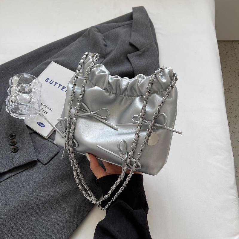 PU bucket torba s mašnicom, kompaktna torba za rame i crossbody