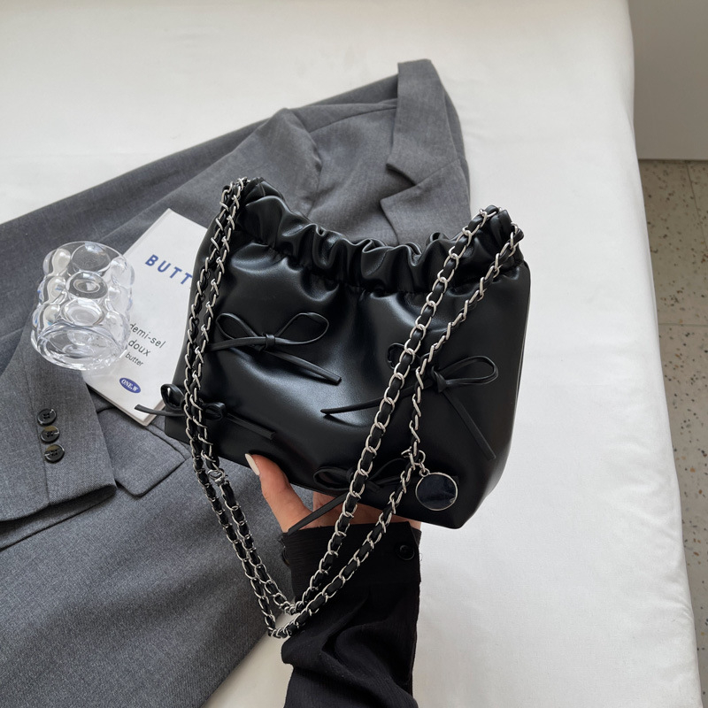 PU bucket torba s mašnicom, kompaktna torba za rame i crossbody