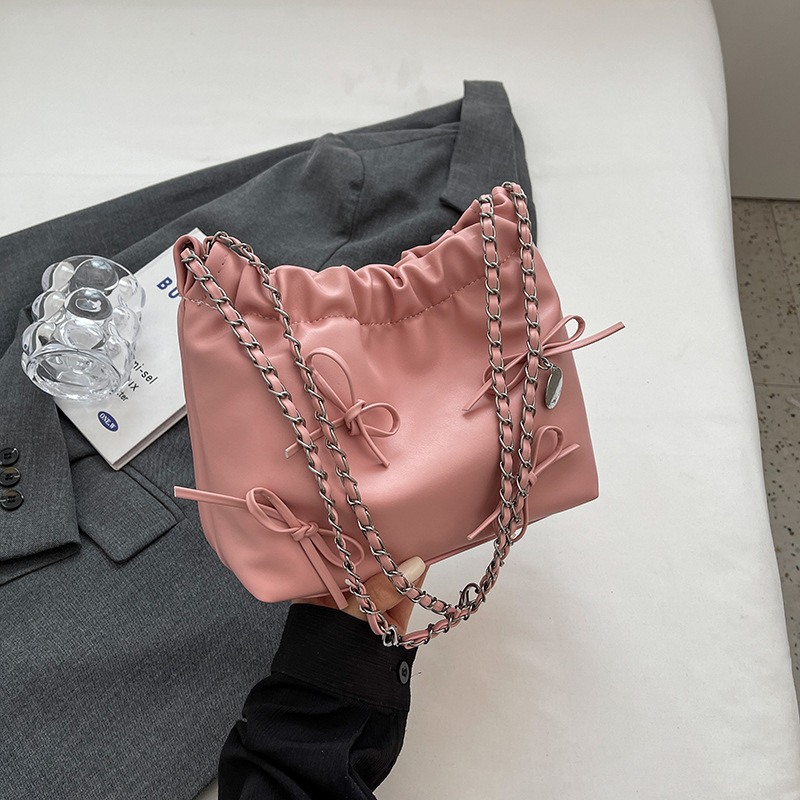 PU bucket torba s mašnicom, kompaktna torba za rame i crossbody