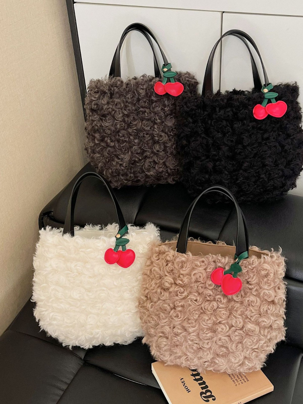 Ženska putna torba od mekanog ovčjeg pliša, minimalistički dizajn, svestrana tote torba uz mogućnost crossbody