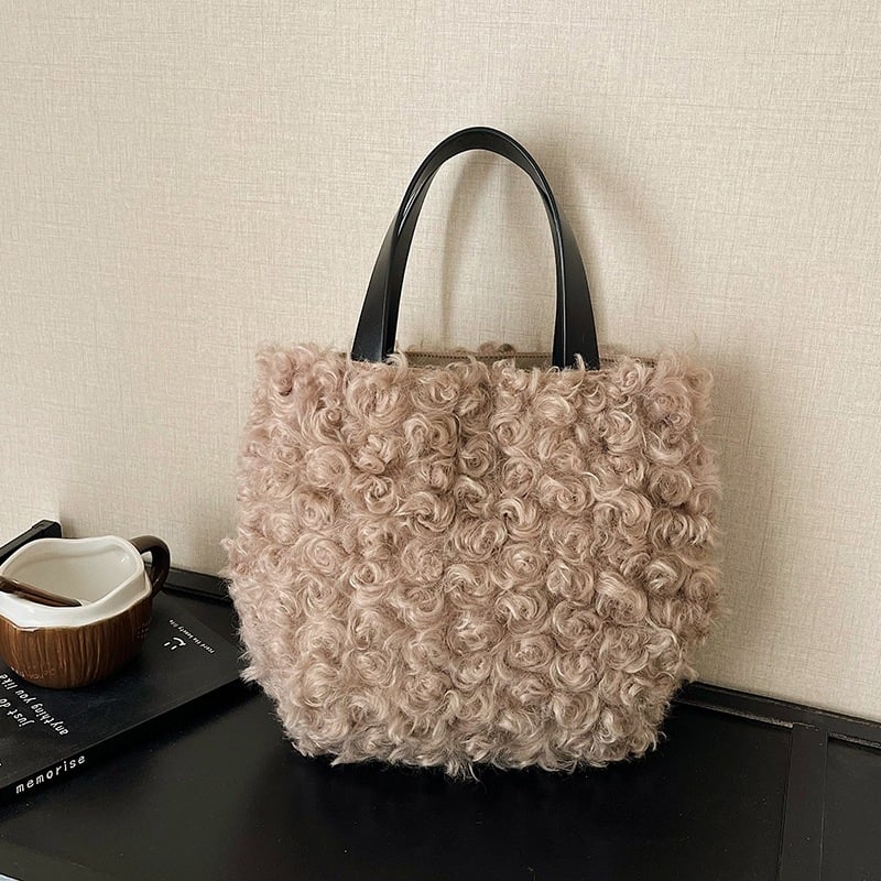 Ženska putna torba od mekanog ovčjeg pliša, minimalistički dizajn, svestrana tote torba uz mogućnost crossbody