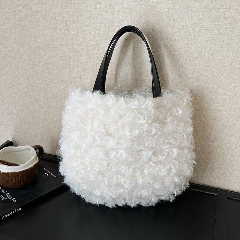 Ženska putna torba od mekanog ovčjeg pliša, minimalistički dizajn, svestrana tote torba uz mogućnost crossbody