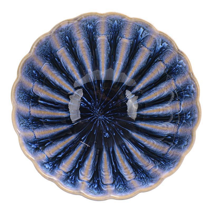 Set de cești Jianzhan pentru cuplu, ceramic Gongfu, cești Tianmu cu formă de petale, cutie cadou