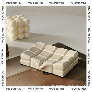 Suport de săpun ceramic creativ pentru baie, aspect drăguț, drenaj pe blat, fără găuri