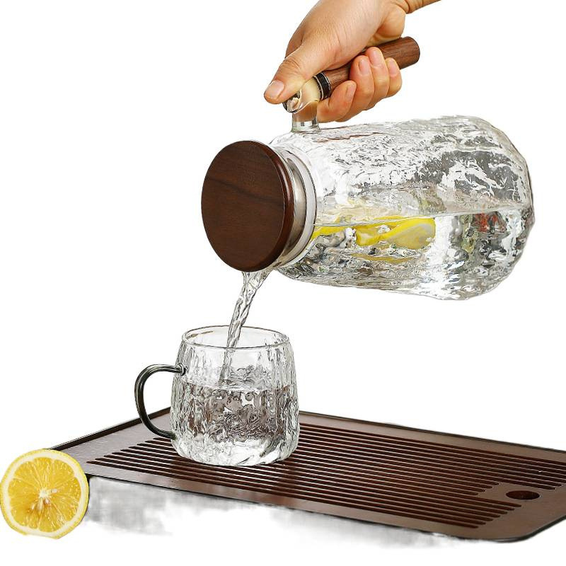 Set de 5 căni din sticlă pentru apă rece, uz casnic, cu capacitate mare și rezistență la temperaturi ridicate, set pentru cold brew