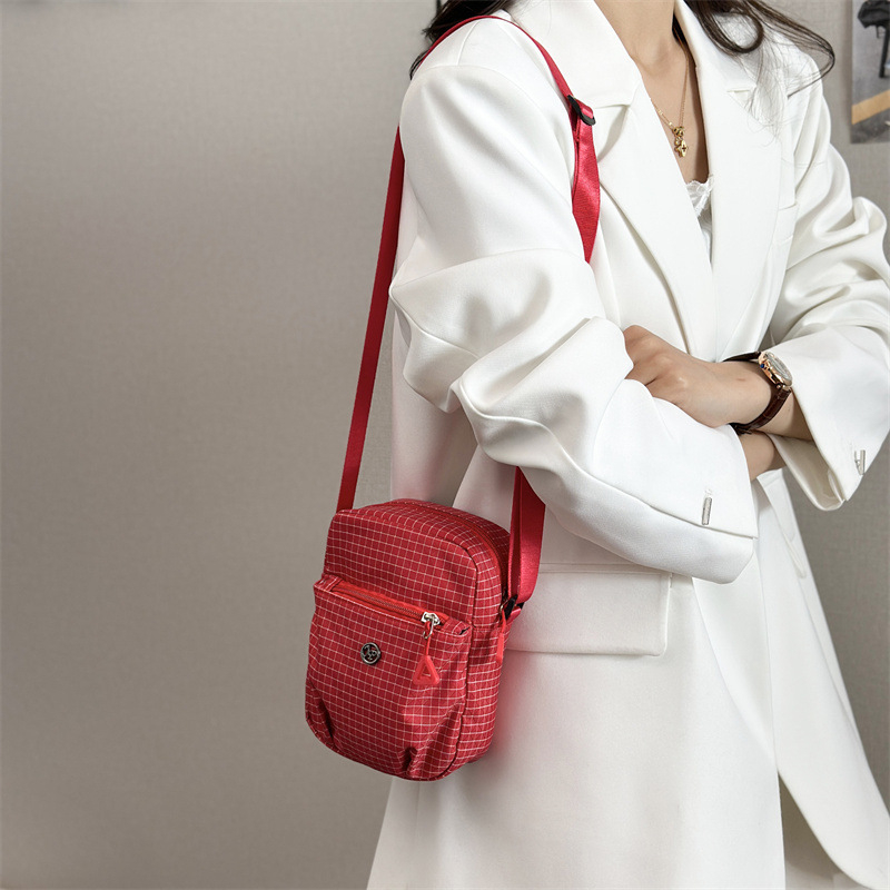 Ženska torbica od najlona s kariranim uzorkom, lagana, svestrana, mala crossbody torbica za rame