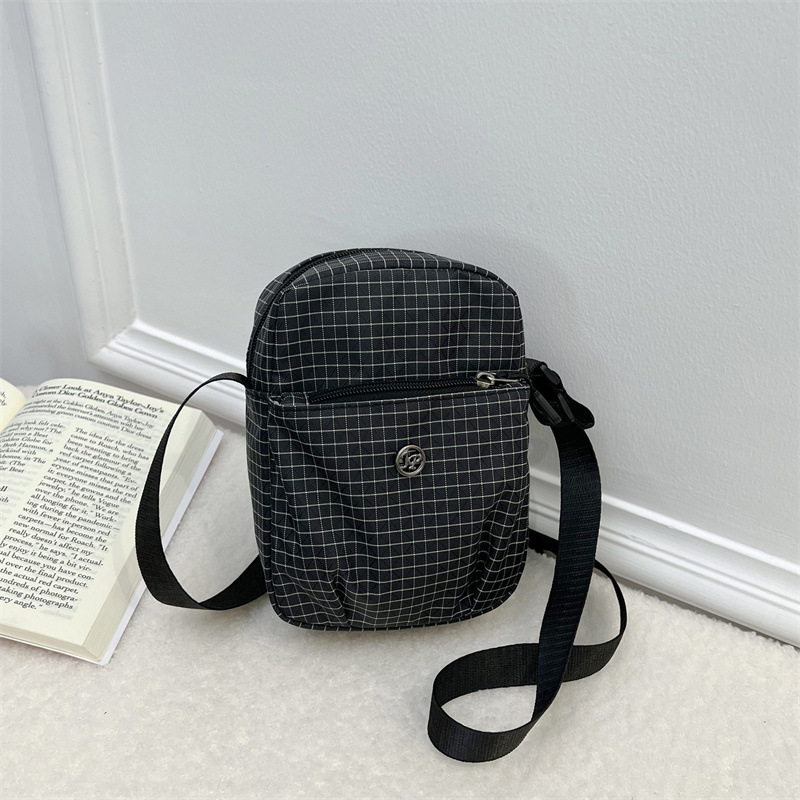 Ženska torbica od najlona s kariranim uzorkom, lagana, svestrana, mala crossbody torbica za rame