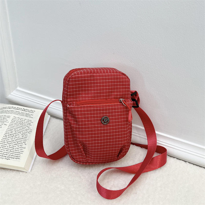 Ženska torbica od najlona s kariranim uzorkom, lagana, svestrana, mala crossbody torbica za rame