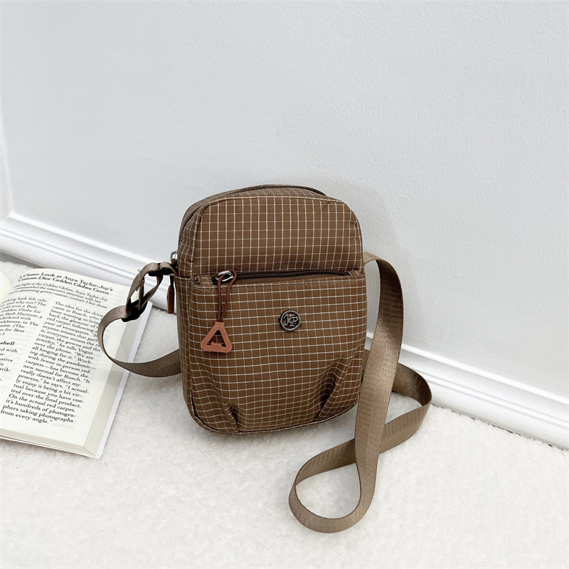 Ženska torbica od najlona s kariranim uzorkom, lagana, svestrana, mala crossbody torbica za rame