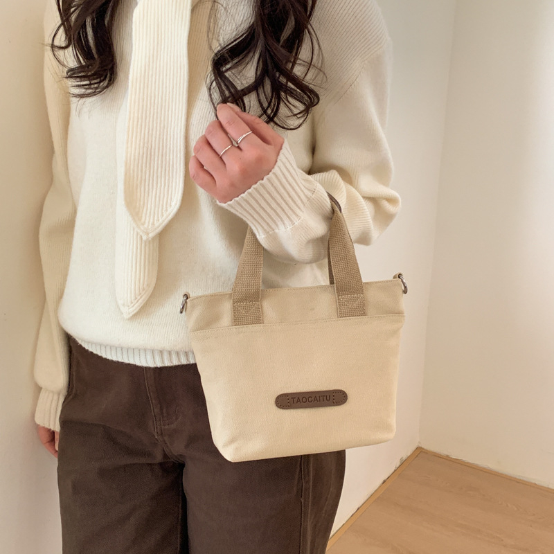 Platnena torba u korejskom stilu za žene, minimalistička jednobojna, svestrana za ramenu i crossbody