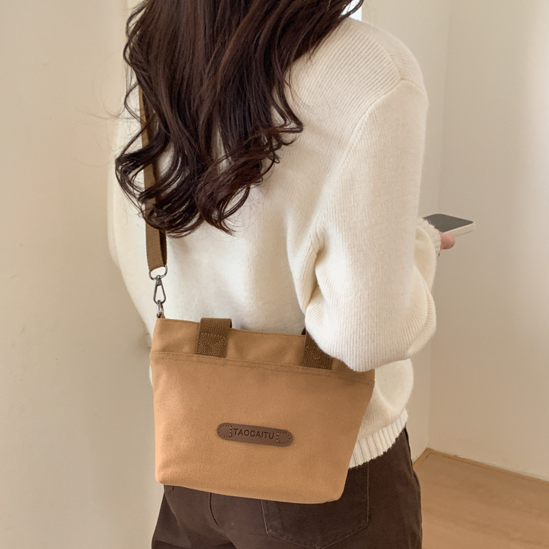 Platnena torba u korejskom stilu za žene, minimalistička jednobojna, svestrana za ramenu i crossbody