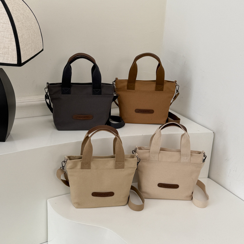 Platnena torba u korejskom stilu za žene, minimalistička jednobojna, svestrana za ramenu i crossbody