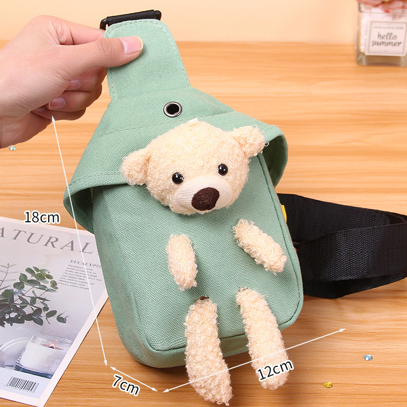 Platnena crossbody torba s medvjedom, sladak crtani dizajn, mini veličina