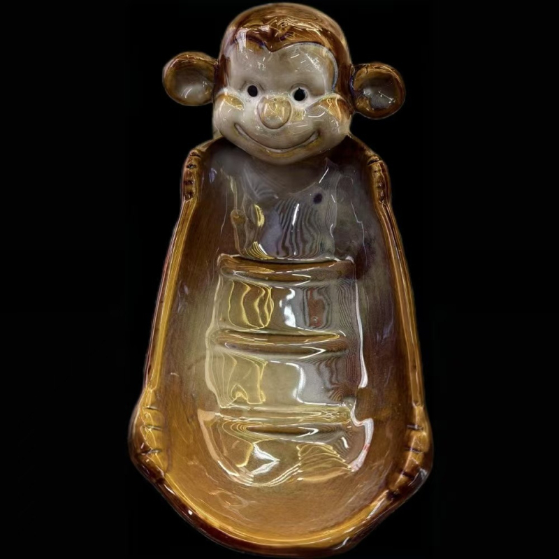 Săpunieră ceramică cu motiv animal, stil european, drenaj, dublu nivel