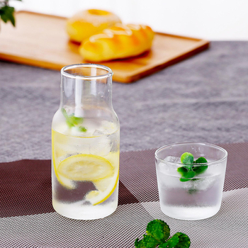 Set din sticlă borosilicat transparentă: oală pentru suc și ceașcă pentru o singură persoană