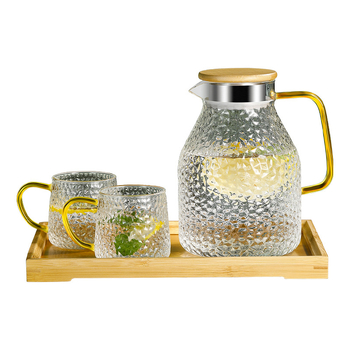 Set din sticlă borosilikat și sticlă pentru apă rece, capacitate mare, rezistent la temperaturi înalte, design modern minimalist, cadou ideal
