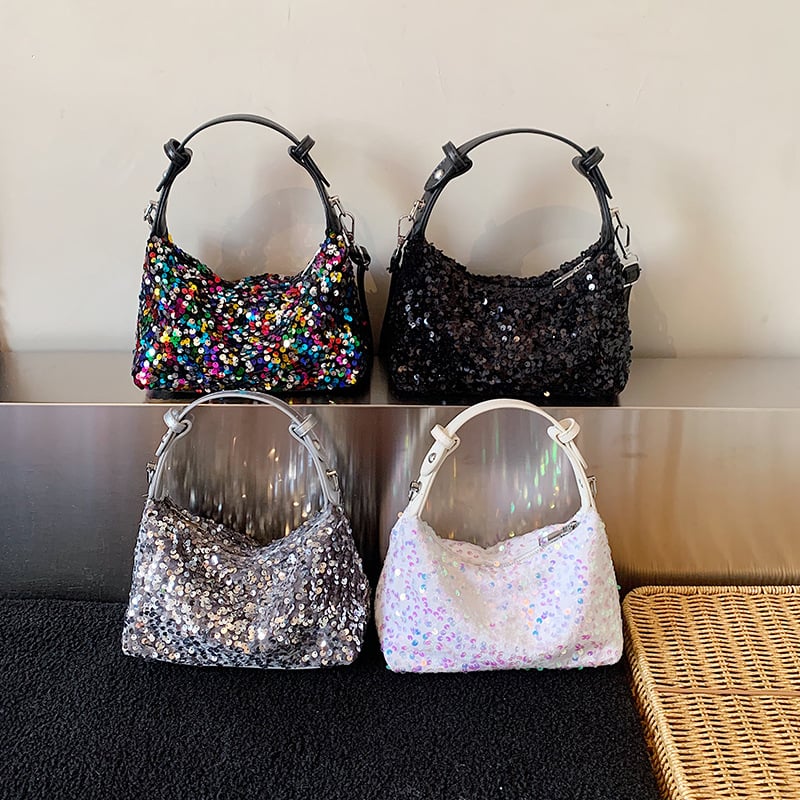 Korejskog stila ženska mala kvadratna crossbody torba sa šljokicama u kontrastnim bojama